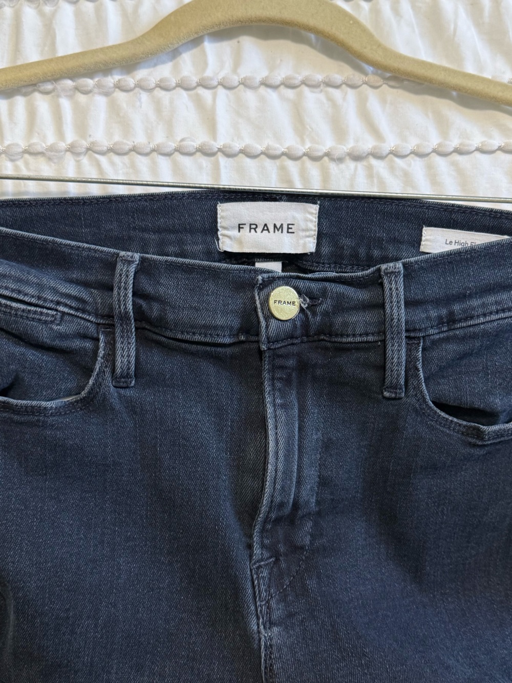 FRAME Le High Flare Jeans Wayfarer Dark Wash High Rise Denim Size 29 - Picture 4 of 9
